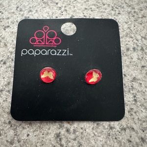 Paparazzi earrings red with yellow butterflies